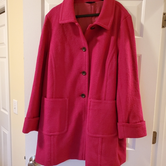 Lands' End Jackets & Blazers - Lands End Pink Button Up Wool Coat size 24w